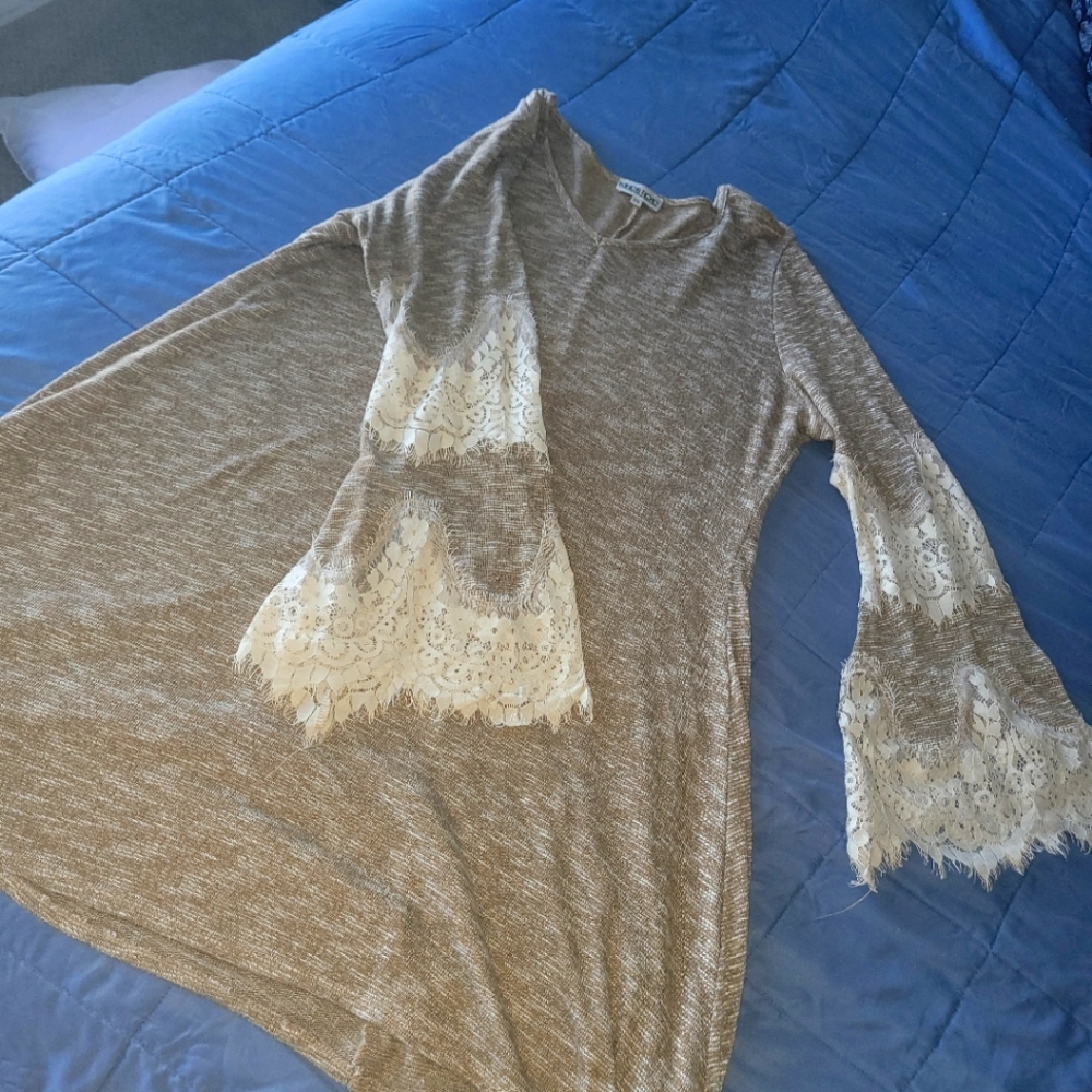 Dress/Tunic with Lace Detail Bell Sleeves